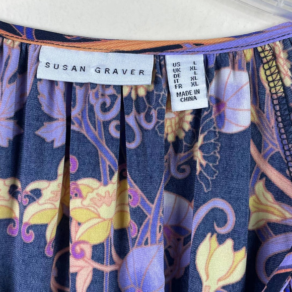 Susan Graver Liquid Knit Floral Tunic size L - Picture 2 of 12